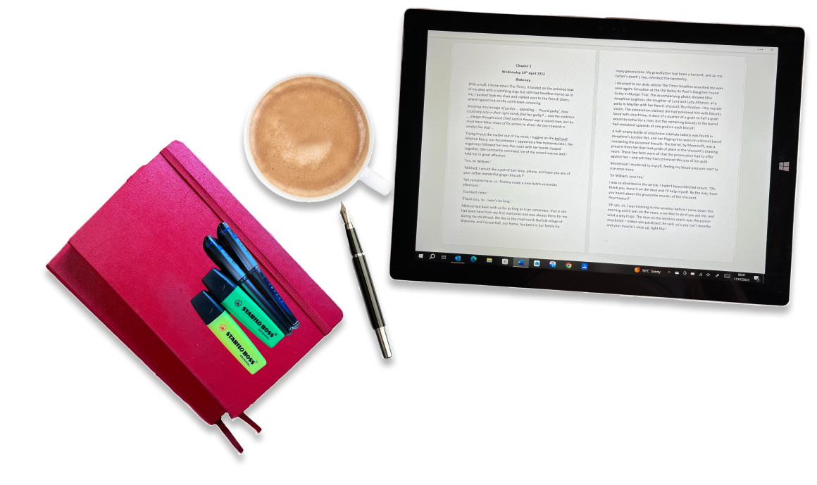 Geoff Starts laptop on his desk